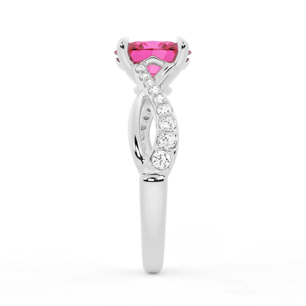 "You Are Stronger Than You Think" Oval Pink Sapphire Ring With Infinite Band