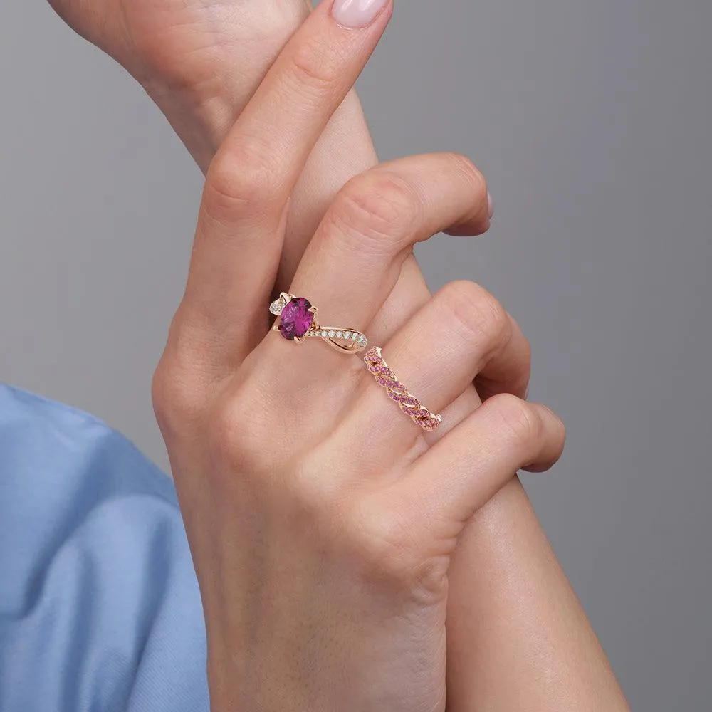 "You Are Stronger Than You Think" Oval Pink Sapphire Ring With Infinite Band