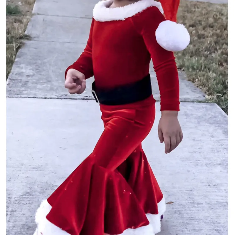 Red Coral Velvet Santa Costume