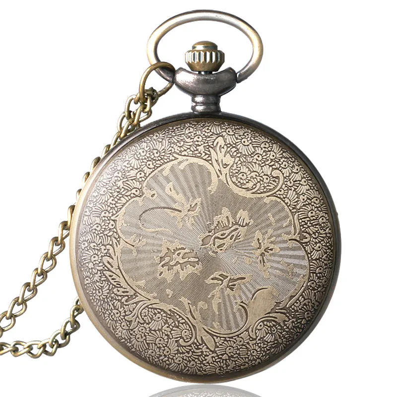 Relogio De Bolso Bronze Antique Vintage Quartz Steampunk Pocket Watch Spider Web Hollow Women Men Pendant Necklace Chain Gifts