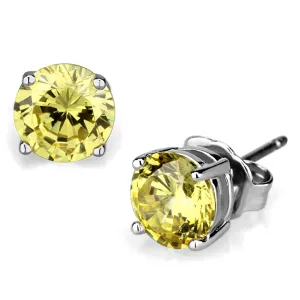 Rhodium Brass Earrings with AAA Grade CZ in Citrine Yellow for Women Citrine Yellow Stone Color Style LO3953