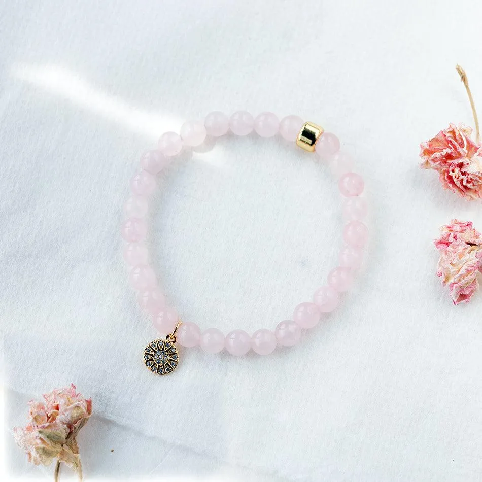 Rose Quartz Bracelet with Celestial Charm