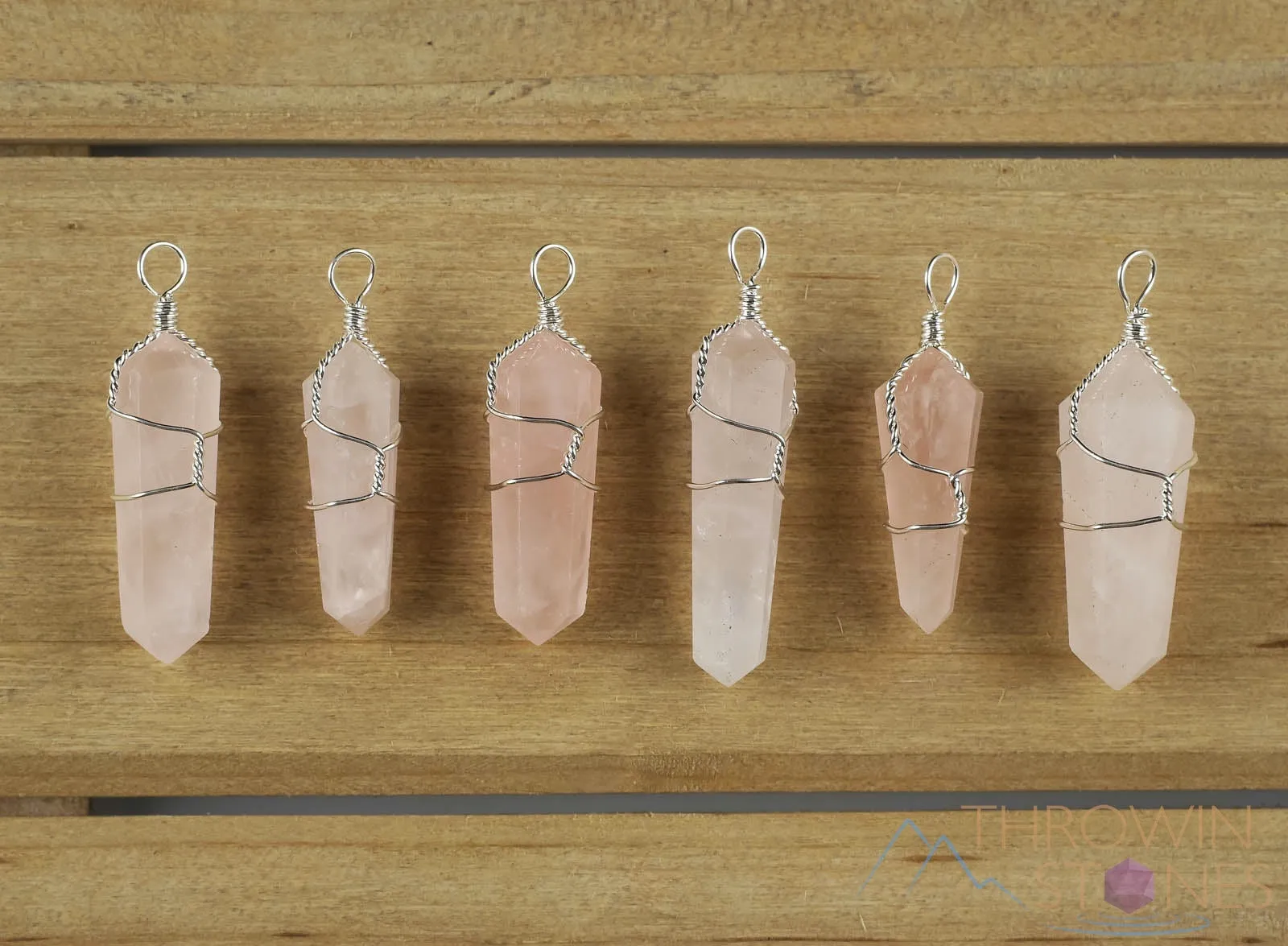 ROSE QUARTZ Crystal Pendant - Wire Wrapped Crystal Necklace, Crystal Points, Birthstone, Handmade Jewelry, E0142