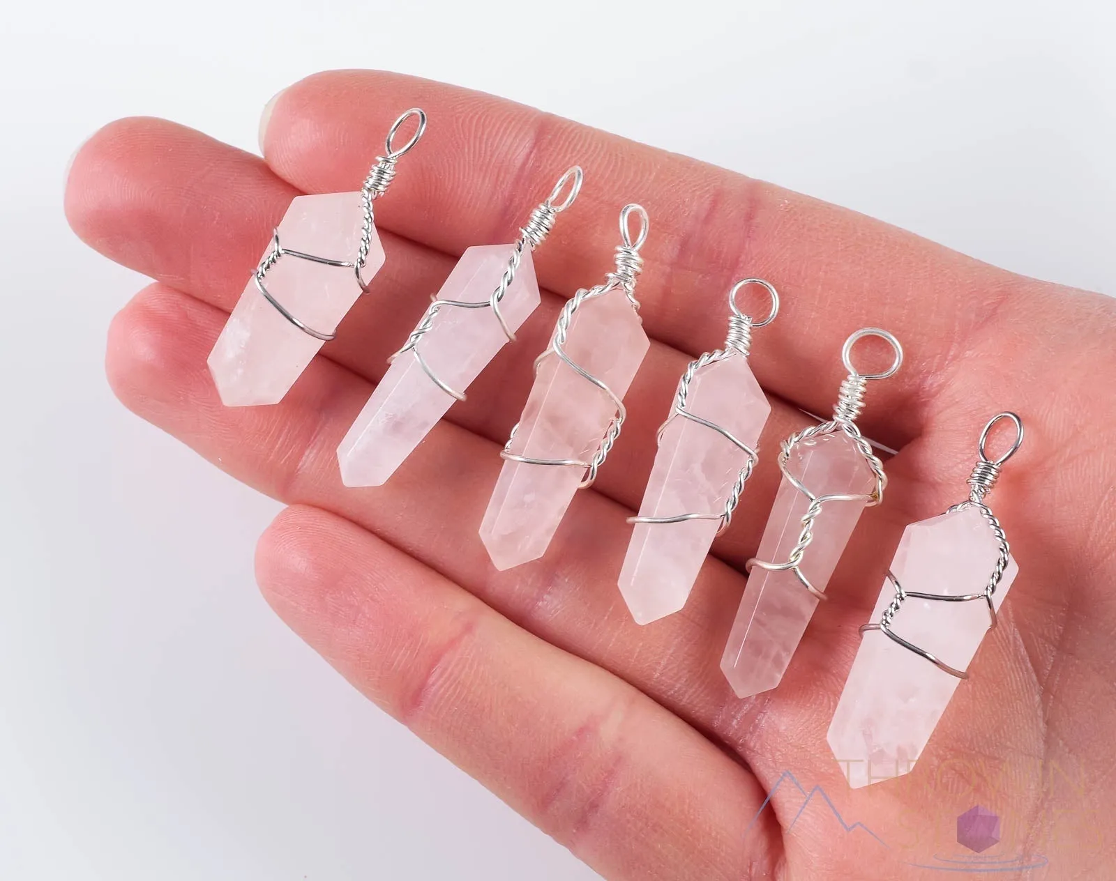 ROSE QUARTZ Crystal Pendant - Wire Wrapped Crystal Necklace, Crystal Points, Birthstone, Handmade Jewelry, E0142