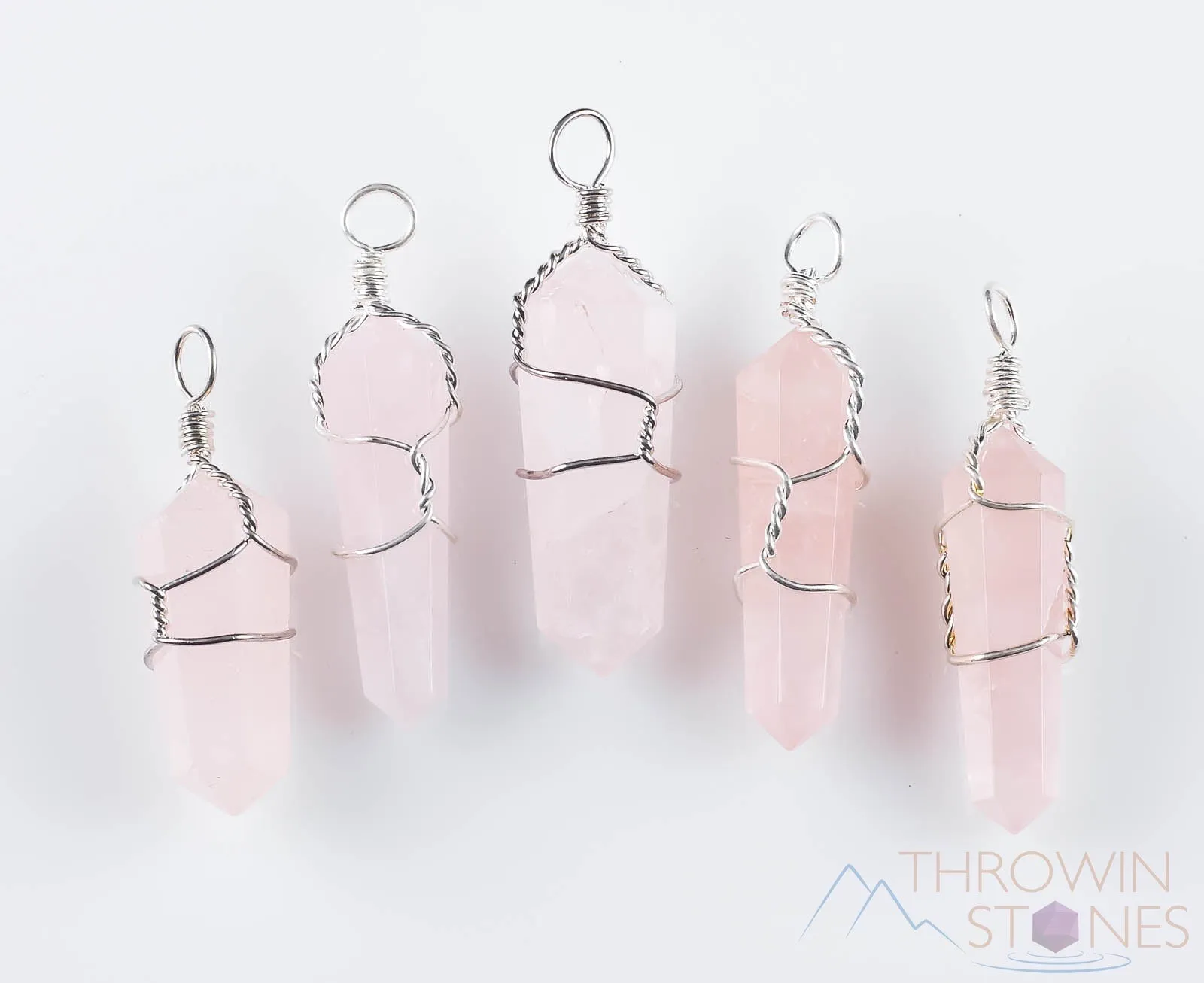 ROSE QUARTZ Crystal Pendant - Wire Wrapped Crystal Necklace, Crystal Points, Birthstone, Handmade Jewelry, E0142