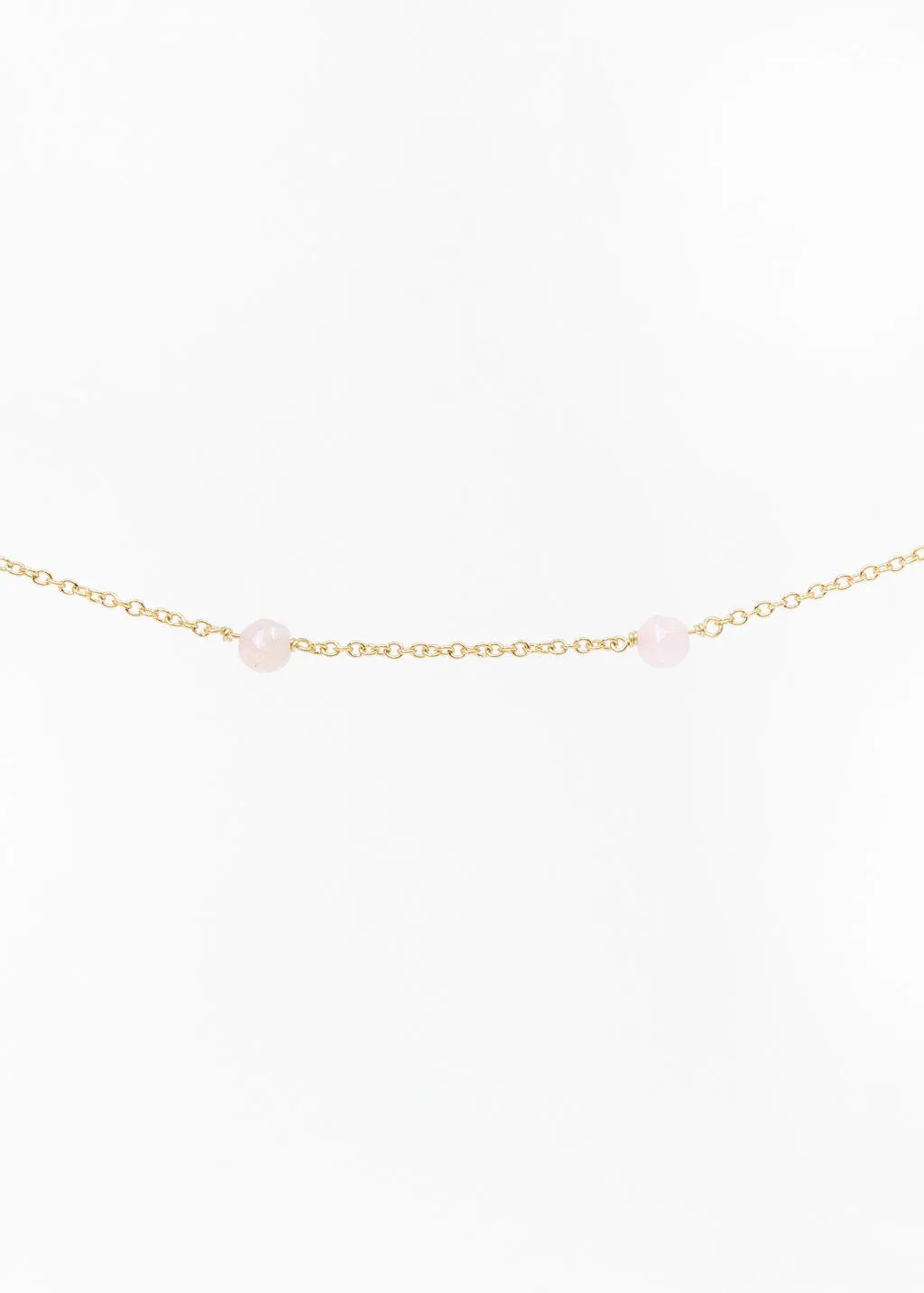 Rose Quartz Drop Choker Necklace in Gold