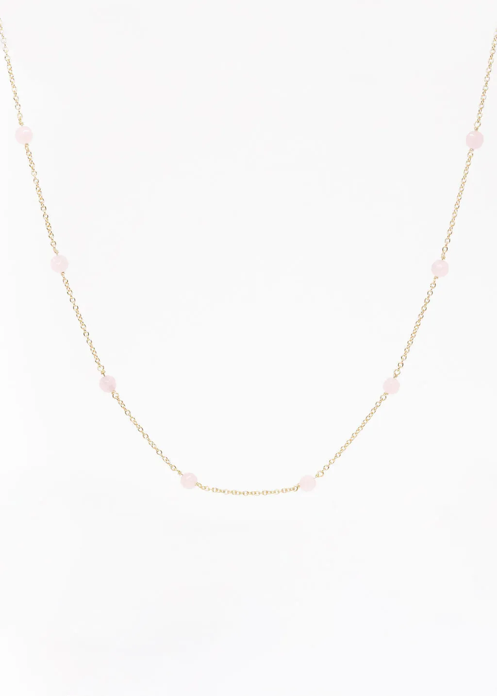 Rose Quartz Drop Choker Necklace in Gold