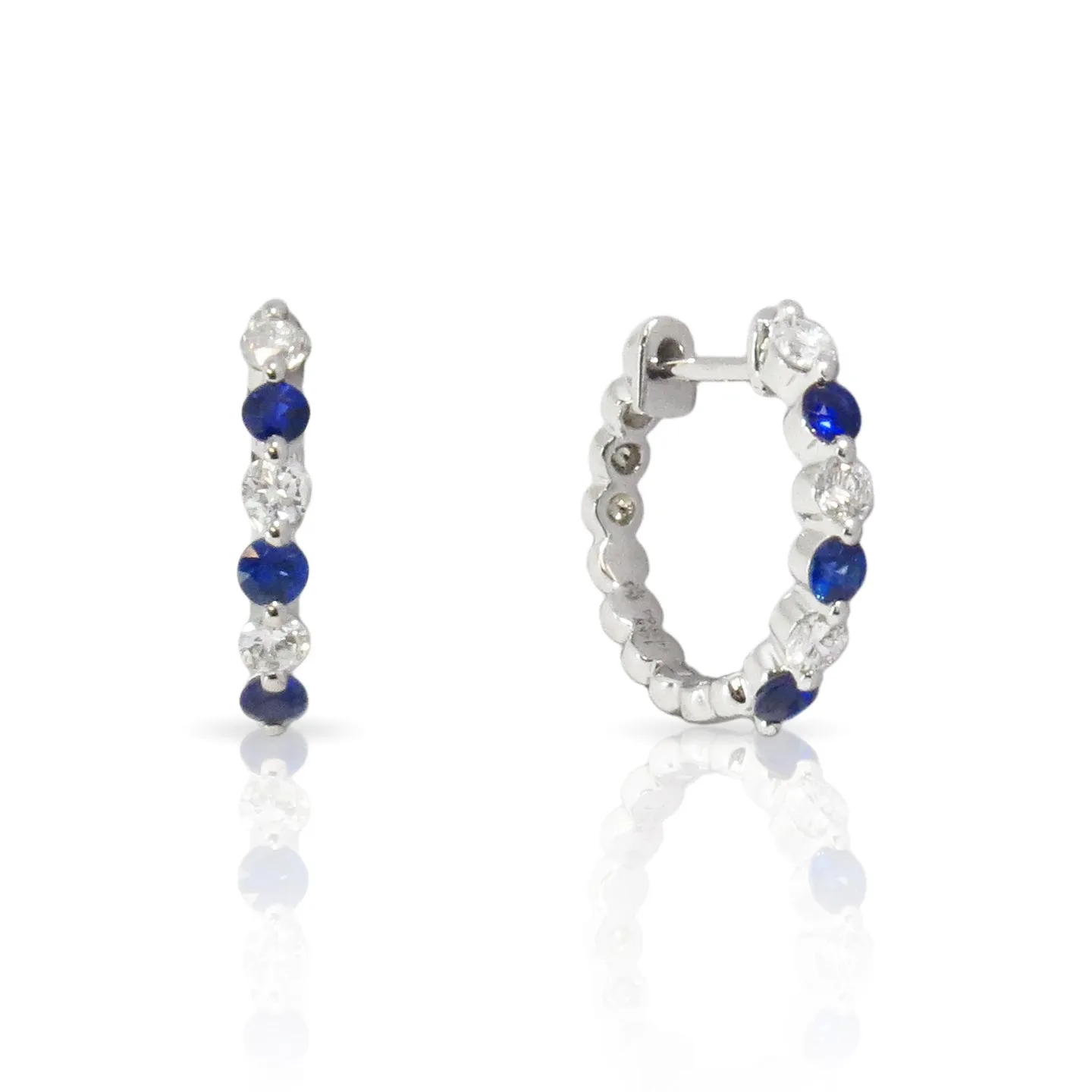 Sapphire and Diamond Huggie Hoop Earrings