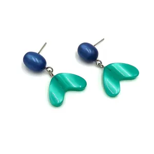 Sapphire Blue Studs & Green Moonglow Statement Earrings