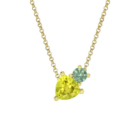 Sapphire Dreams 'Toi Et Moi Necklace' Yellow & Teal Sapphires