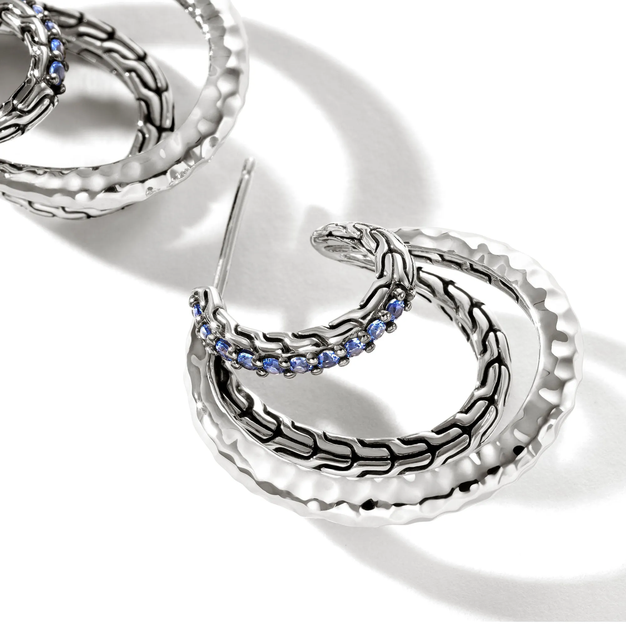 Sapphire J-Hoop Earrings