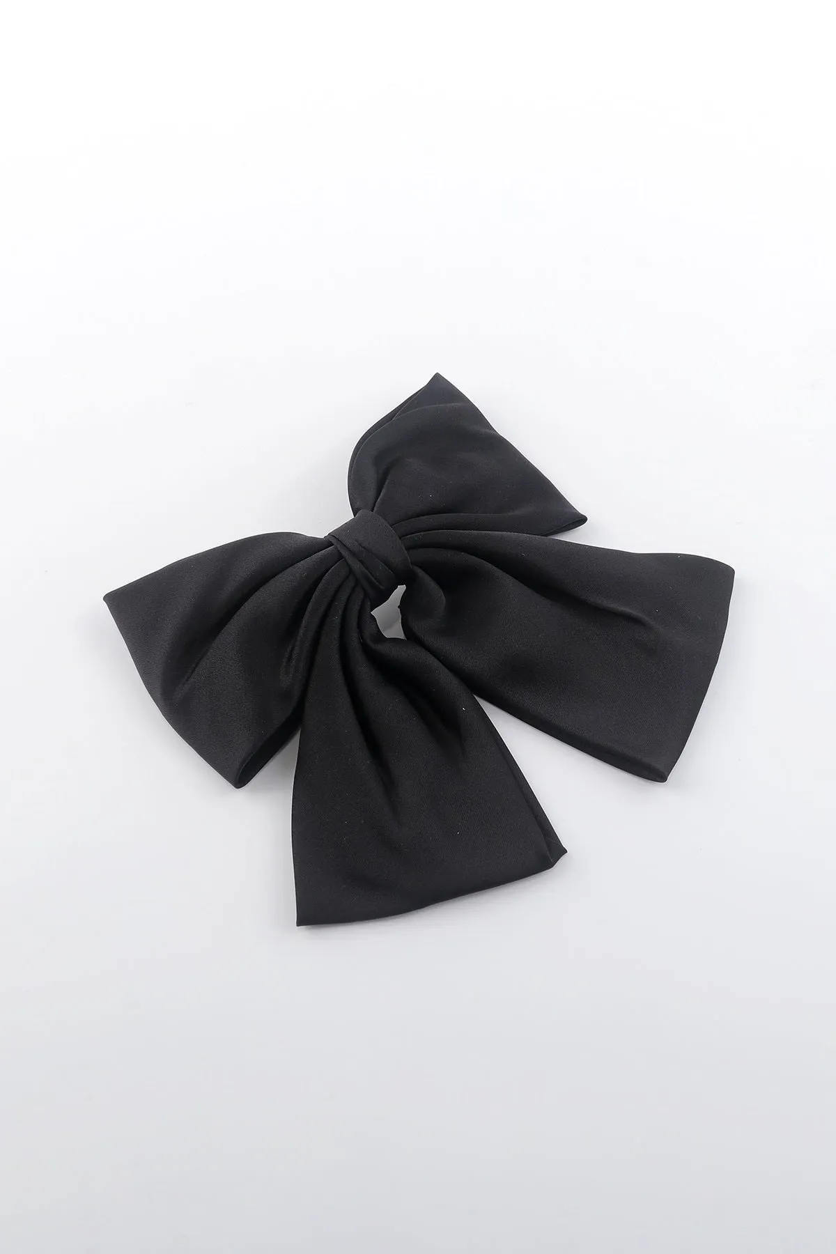 Satin Bow Hair Clip in Black