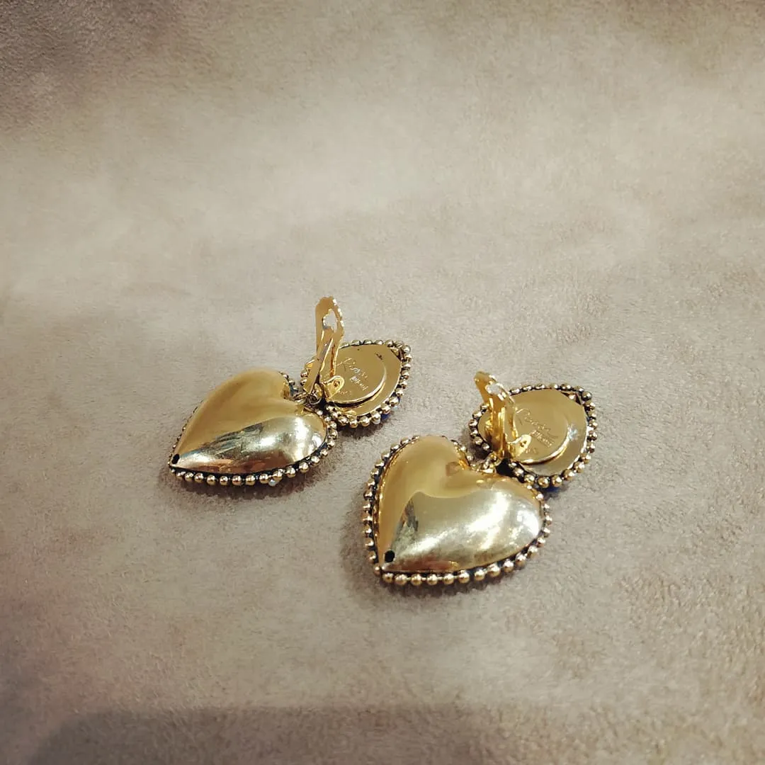 Sealife Heart Gold vintage earrings by Rossi Bijoux