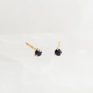 September Birthstone Stud Earrings 14k Gold - Blue Sapphire