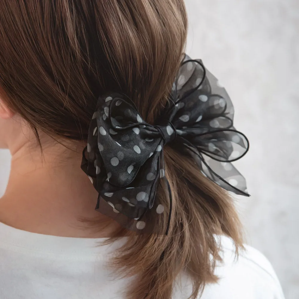 Sheer Dot Bow Hair Barrette