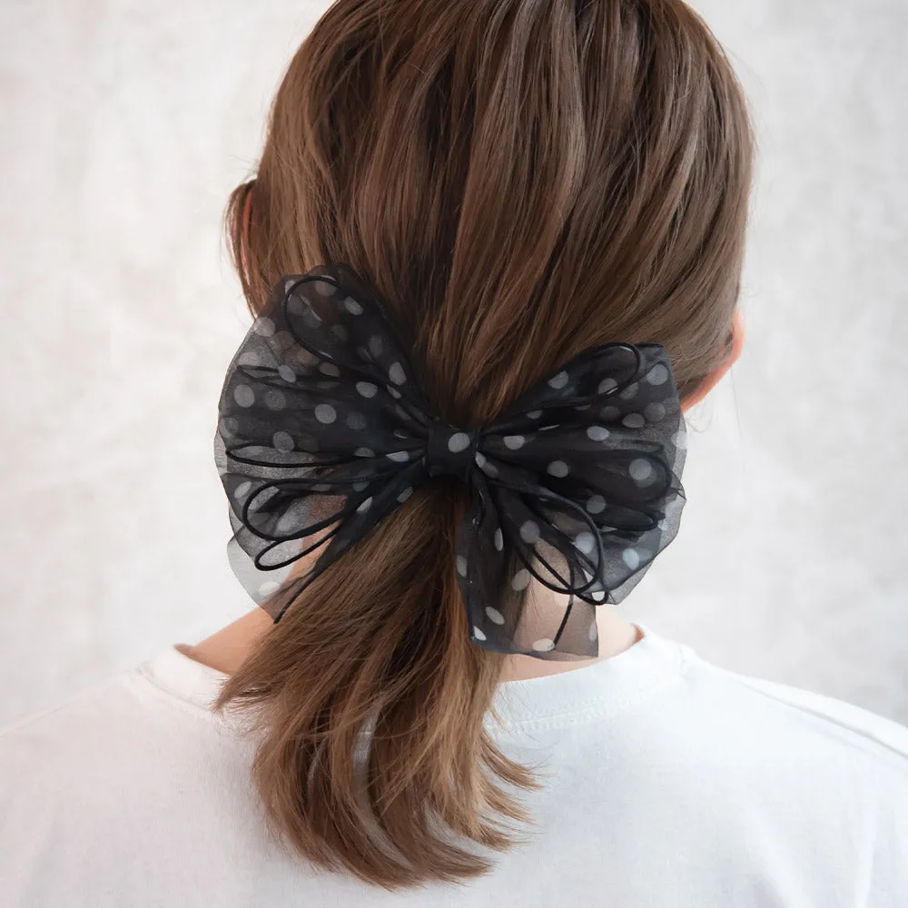 Sheer Dot Bow Hair Barrette