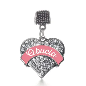 Silver Coral Abuela Pave Heart Memory Charm