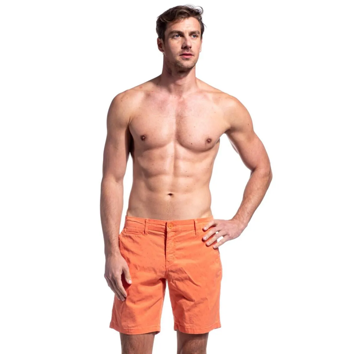 Solid Coral Cotton Shorts by EightX