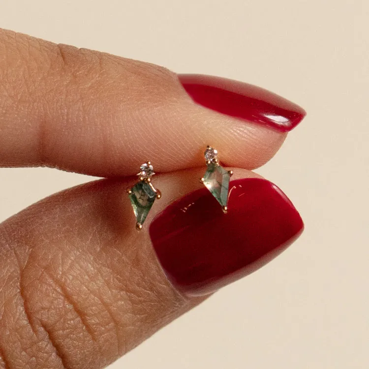 Solid Gold Aquatic Agate Elements Kite Studs