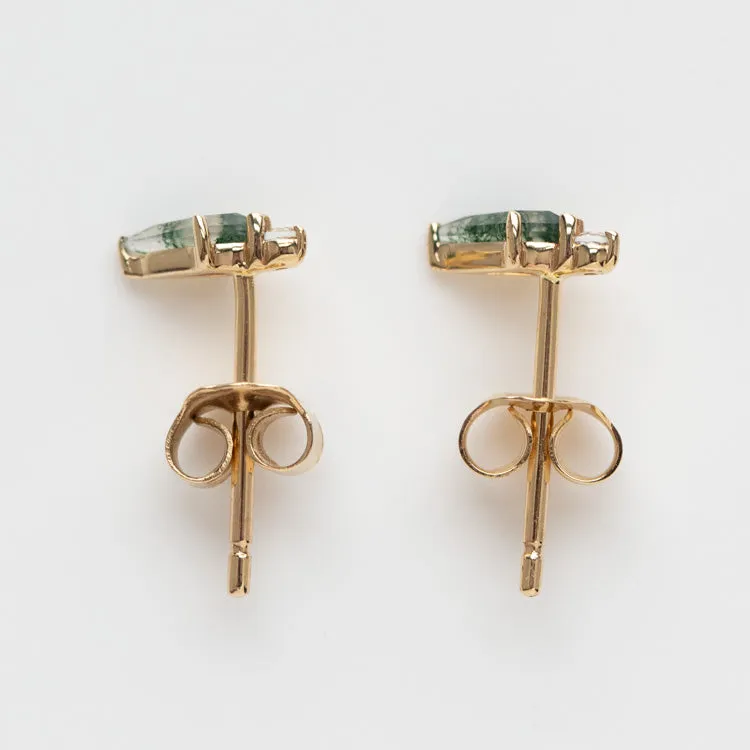 Solid Gold Aquatic Agate Elements Kite Studs