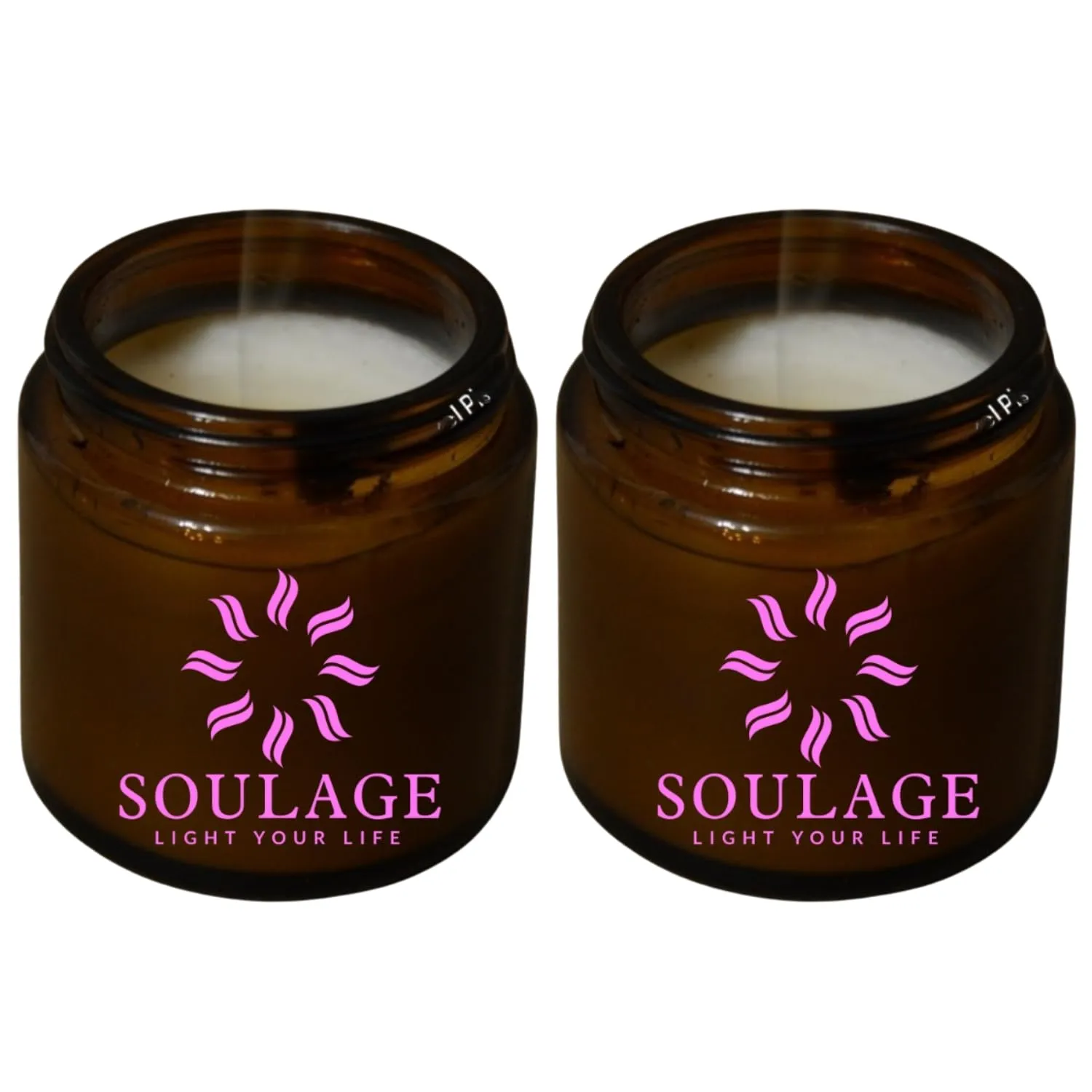 SOULAGE Premium Jasmine Scented Jar Candle| Luxury Aromatherapy| Hand Crafted| Natural Soy Wax| Healing & Meditation| Non Toxic| Anti Mosquito| 40  Burning Hours| Smokeless & Dripless Set of 2