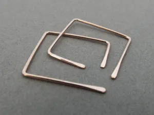 Square Earrings, Square Post Earrings, Square Hoop Earrings, Square Earrings, Rose Gold Earrings, Customizable Earrings, Square Jewelry