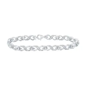 STERLING SILVER ROUND DIAMOND INFINITY BRACELET 1/10 CTTW