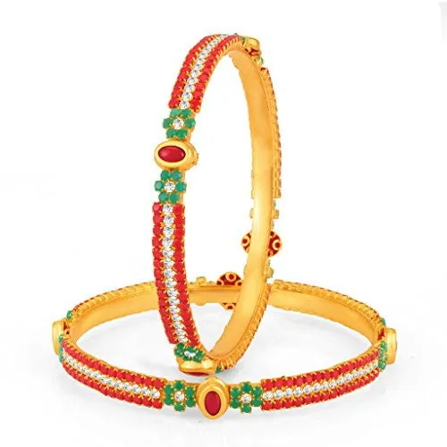 Sukkhi Pleasing Gold Plated Set OF 2 Coral Bangle for Women