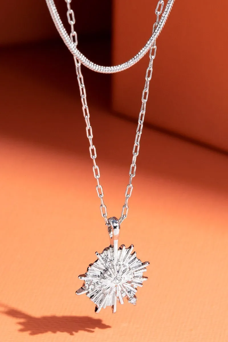 Sunburst Charm Double Layer Necklace