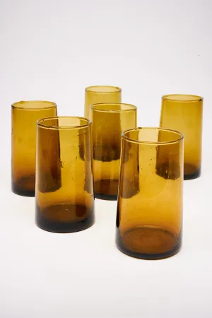 Tall Cone Moroccan Drinking Glasses in Amber, SET OF 6