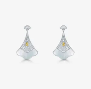 THIALH - CONCERTO - 18K White Gold Mother of pearl Yellow Sapphire Earrings