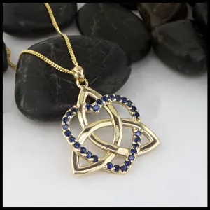 Trinity Knot Heart Pendant with Sapphire