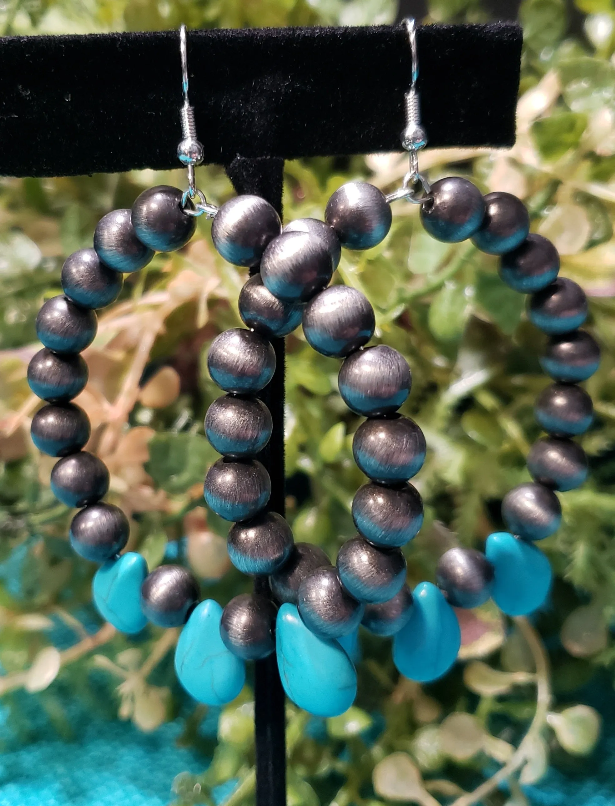 Turquoise and faux medium hoops