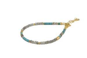 Turquoise and Labradorite 3mm Bracelet 24K Fair Trade Gold Vermeil