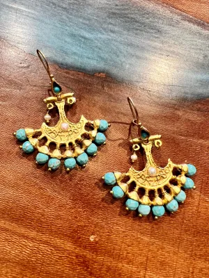 Turquoise Fan Earrings