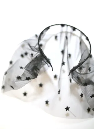 Veil - Black Magic Star Fascinator Face Veil