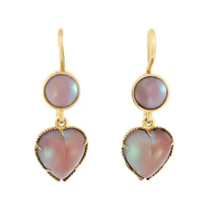 Victorian Saphiret Gilt Metal Heart Drop Earring