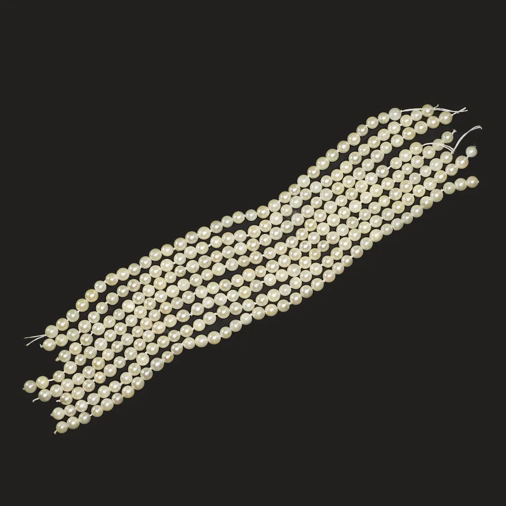 VINTAGE CULTURED PEARLS 21 STRANDS 4.3mm 12 FOOT PARCEL NECKLACE BRACELET WHITE