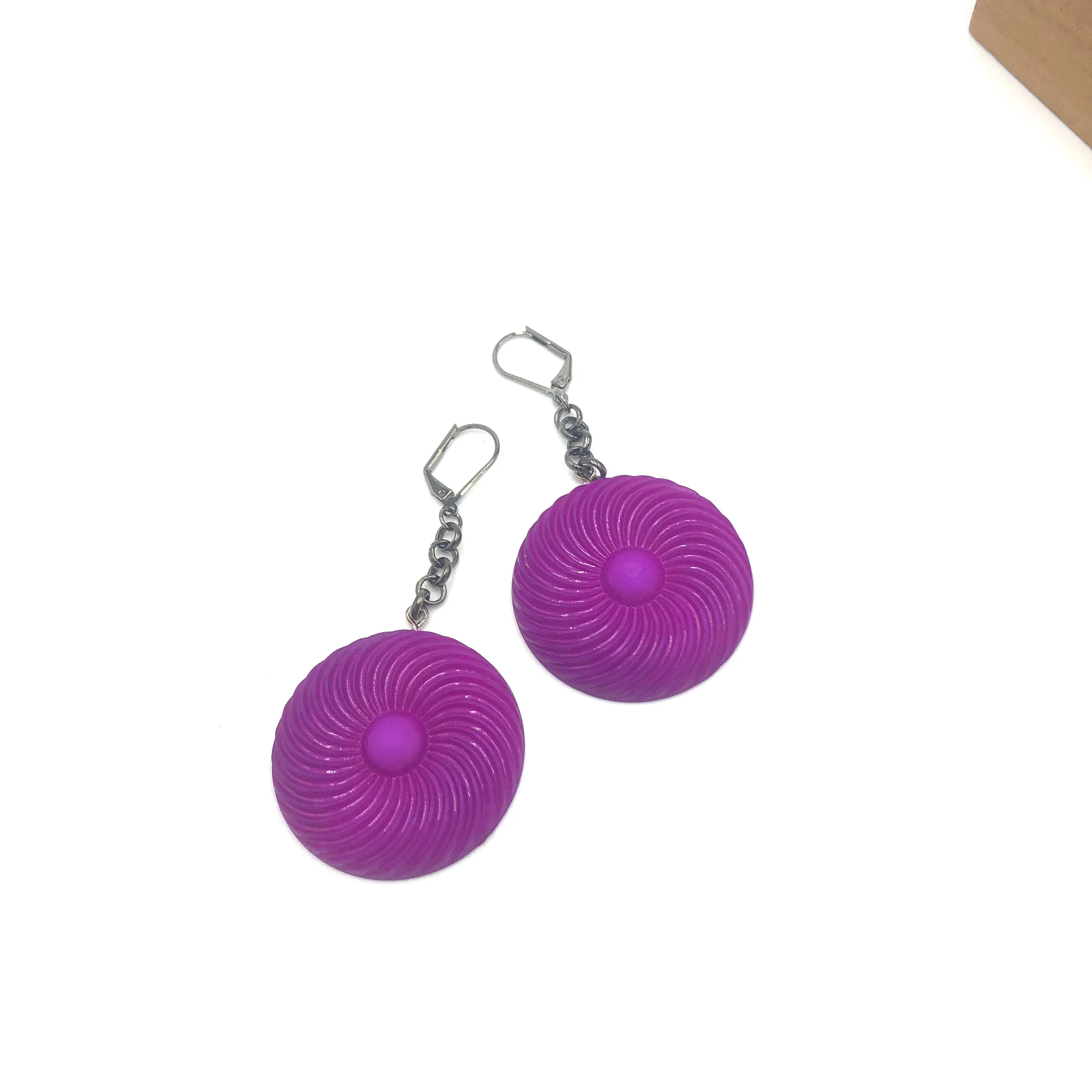 Violet Matte Pinwheel Earrings