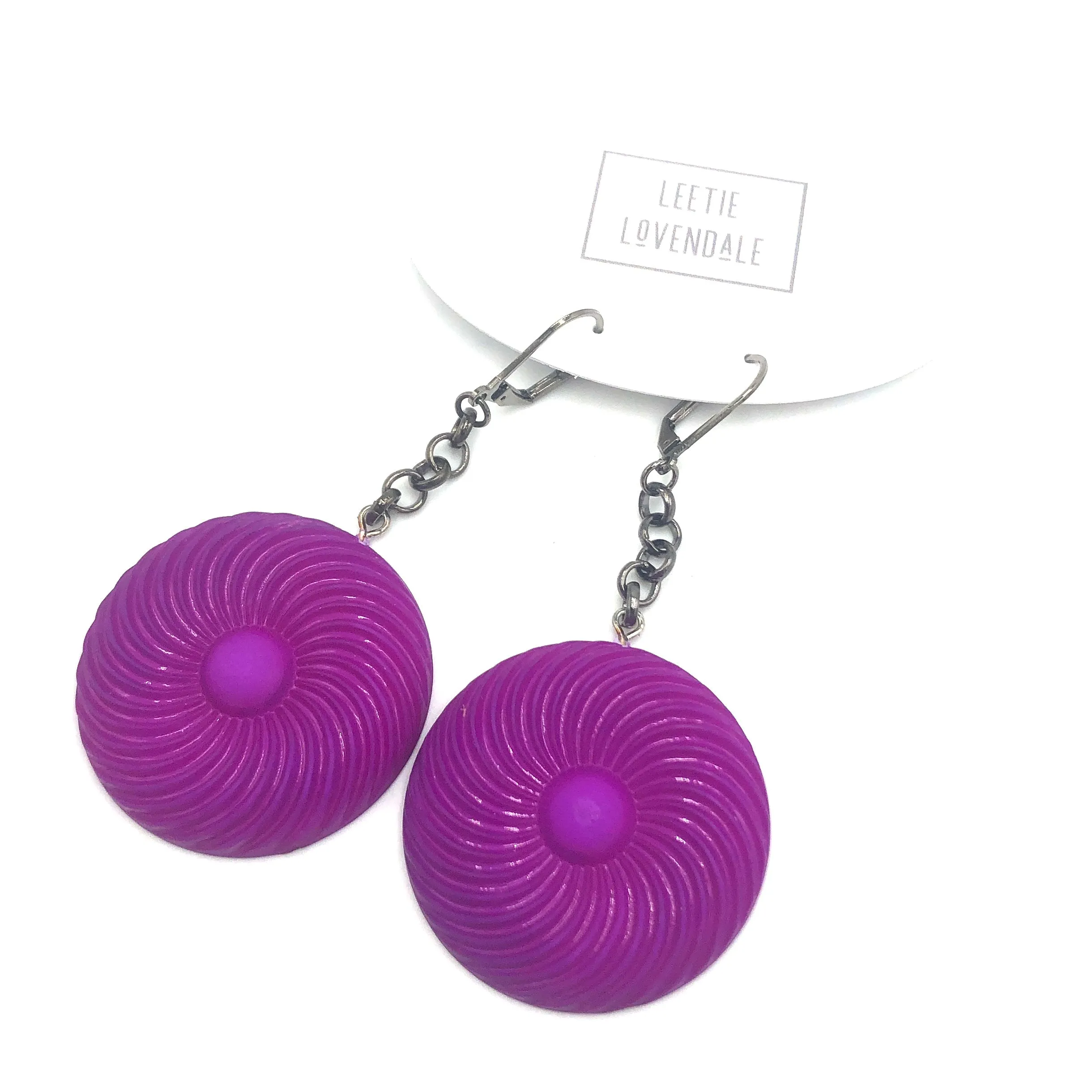 Violet Matte Pinwheel Earrings