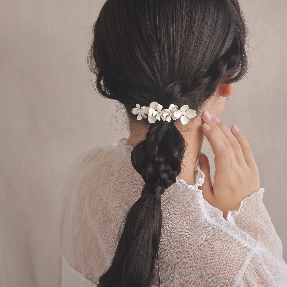 White Flower Non Slip Hair Barrette