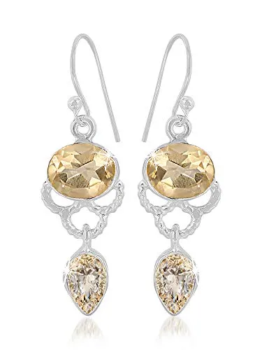 Yellow Chimes Gemstone Yellow Sapphire 925 Sterling Silver Hallmark and Certified Purity Drop Earrings for Women and Girls